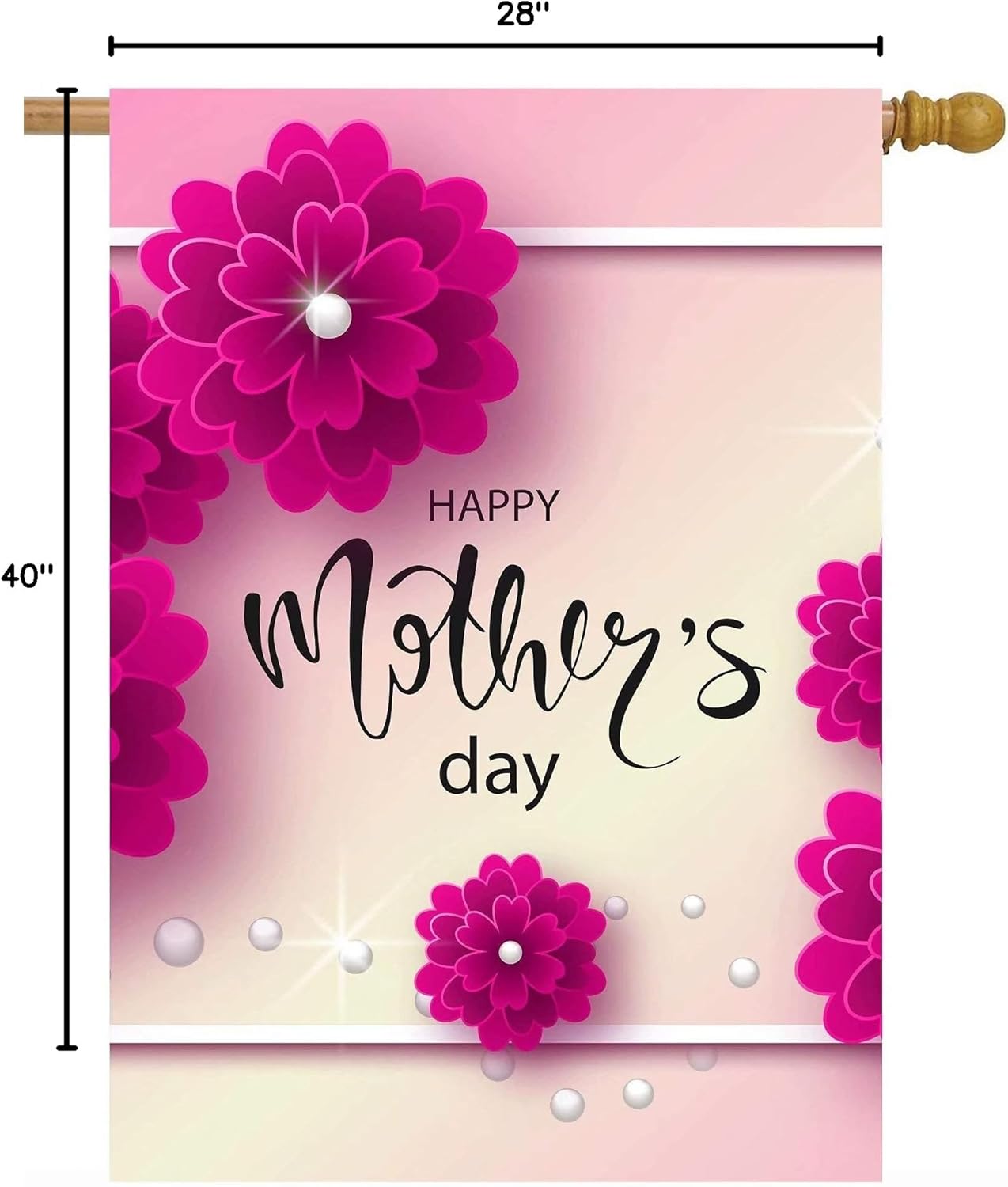 Happy Mothers Day Love You Best Mom Floral Flower Blossom House Flag 28" x 40" Double Sided Polyester Welcome Yard Garden Flag Banners for Patio Lawn Home Outdoor Decor