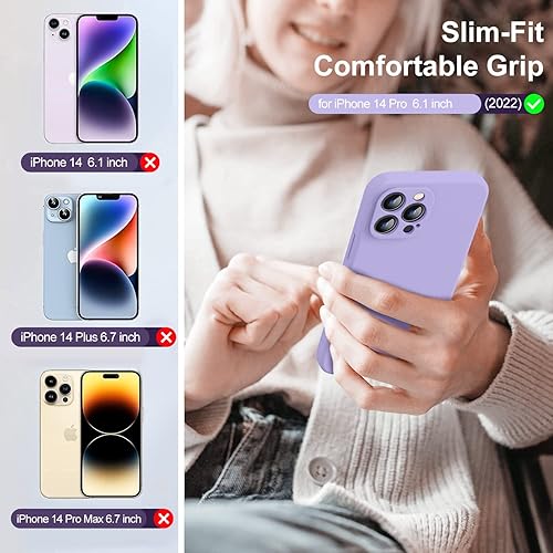Miniatura 23 de Funda compatible con iPhone 14 Pro para mujer, con 2 protectores de pantalla de vidrio templado 9H, [protección de cámara] [forro de microfibra]