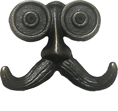 Cast Iron Hook, Heavy Duty Vintage Decorative Wall Hooks for Hanging, Art Decorative Antique Beard Shape Wall Hanger with 2 Hooks and Screws for Coat Scarf Bag Towel Key Cap Decorative Gift 1