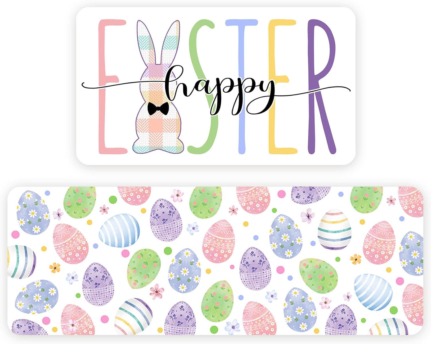Happy Easter Rug Amazon.com: Mocsicka Easter Kitchen Rug Set of 2, Spring Easter Eggs ...