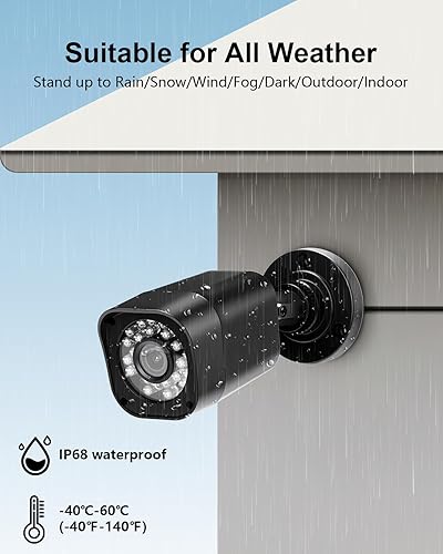 Miniatura 3 de Sistema de cámara de seguridad con cable 1080P, DVR de vigilancia CCTV de 8 canales con disco duro de 1 TB, 4 cámaras de seguridad con cable de 5 MP