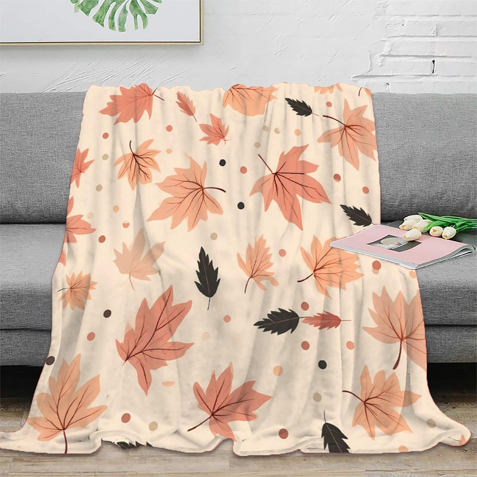 Couverture 3D microfibre de qualité supérieure motif vectoriel automnal 60x80