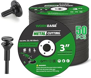 50 Pack 3 Inch Metal Cut Off Wheel Discs with 1/4" Mandrel | 3" x 3/64" x 3/8" Die Grinder Cutting Wheel for Stainless Steel, Cut-Off Wheels for Rotary Tool