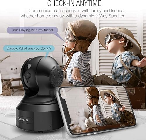 Miniatura 3 de TETHYS Cámara de seguridad inalámbrica 1080P para interiores [funciona con Alexa] Pan/Tilt WiFi Cámara IP inteligente Sistema de vigilancia domo con