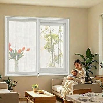 Zipper Version King Kong MESH Window Screen, Mosquito Protection Self-Adhesive Window Screen for Balcony Classroom RV Doors for Pets, Washable White Black Mesh CurtainWhite,31x39in