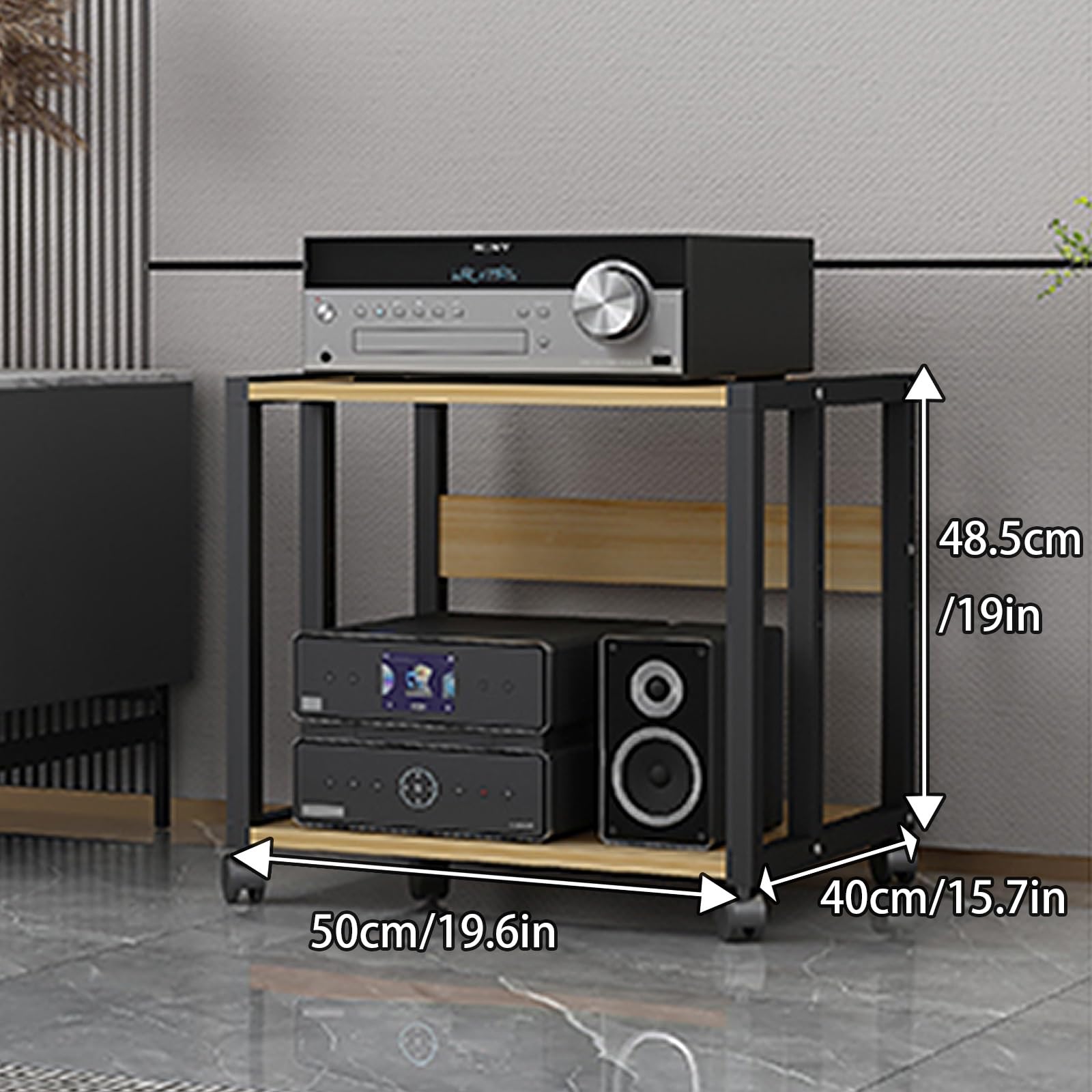 Soporte para equipos audiovisuales con ruedas, estante estéreo de 5 niveles con Amplio espacio de almacenamiento, fácil montaje, Ideal para la oficina en casa y El cine en casa.