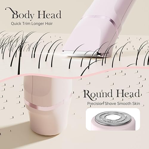 Miniatura 3 de Recortadora de bikini para mujer, maquinilla de afeitar eléctrica sin dolor para piel de seda, afeitadora corporal inalámbrica para viajes, Rosa 2