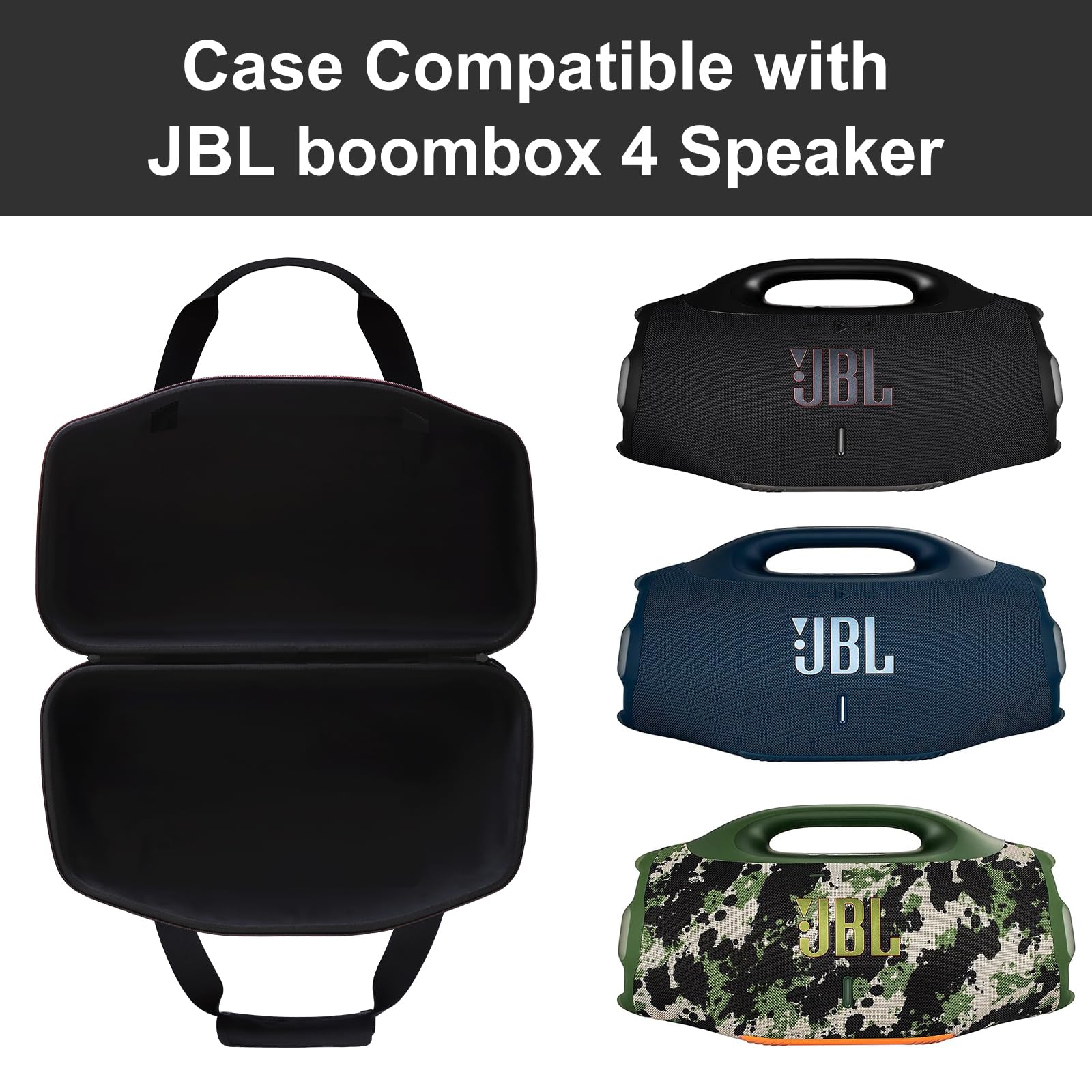 Tasche für JBL Boombox 4 leistungsstärkste tragbare, wasserdichte Lautsprecher, Schwarz | Hartschalen-Tragetasche für JBL Boombox 4 leistungsstarke, tragbare, wasserdichte Lautsprecher