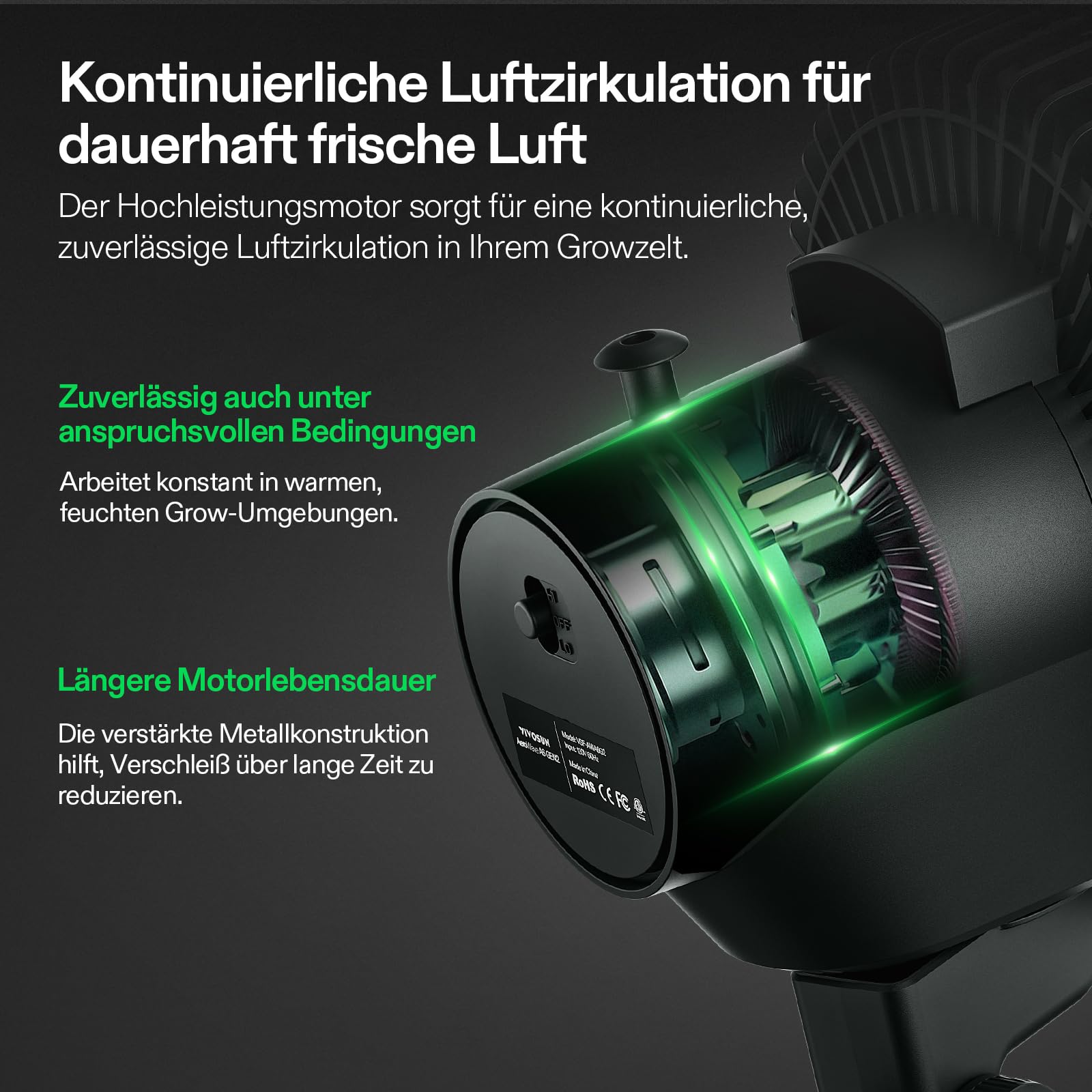 VIVOSUN AeroWave A6 Ventilator mit Clip 150 mm, Automatisch Oszillierend, Leise & Leistungsstark, Stabiler Rutschfester Clip, Umluftventilator für Growzelt & Hydroponik, 2er-Set