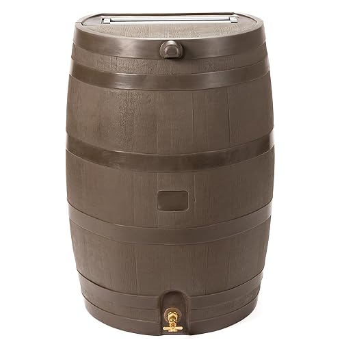 RTS Home Accents 50-Gallon Rain Collection Barrel, Walnut