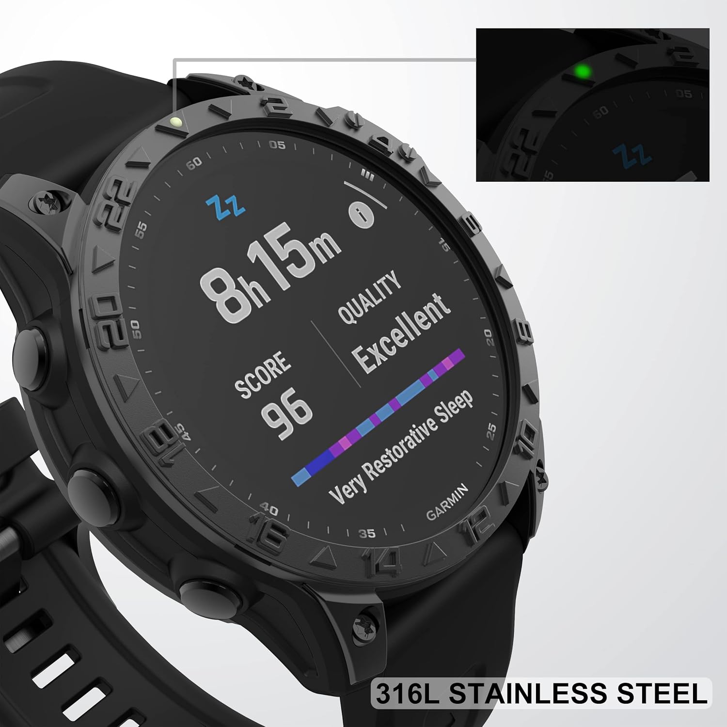 baihuiam bezel ring compatiable with garmin fenix 7 sapphire solarfenix 7 solar stainless steel bezel ring adhesive cover anti scratch collision p