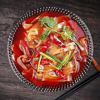 Authentic Sichuan Noodles in Hot Pot: Kuanfen, Chinese Extra Wide Vermicelli, versatile glass noodles. Chinese Extra Wide Vermicelli, Gluten-free, Vegan, Kosher, Hot Pot Noodles for Japchae Dish and Soup. (Hot Pot Szechuan Noodles )