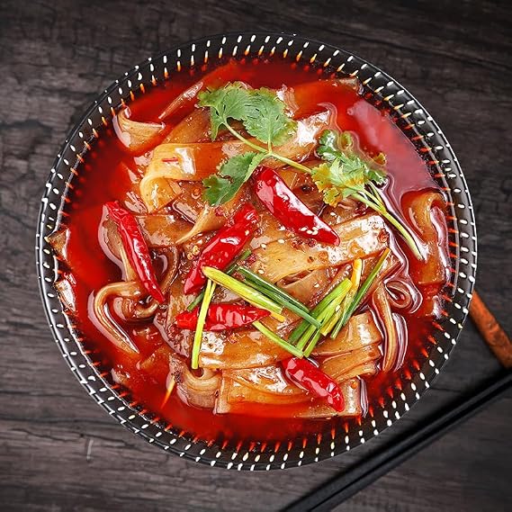 Authentic Sichuan Noodles in Hot Pot: Kuanfen, Chinese Extra Wide Vermicelli, versatile glass noodles. Chinese Extra Wide Vermicelli, Gluten-free, Vegan, Kosher, Hot Pot Noodles for Japchae Dish and Soup. (Hot Pot Szechuan Noodles )