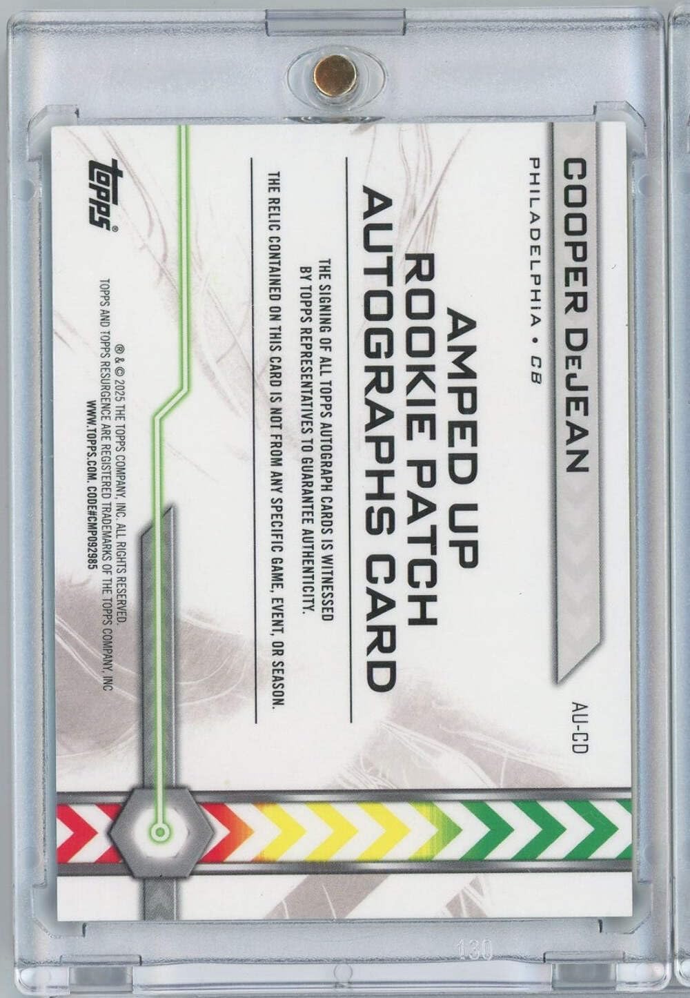 2024 Topps Resurgence Amped Up Green Cooper DeJean #AU-CD 01/15 RPA Auto Rookie RC Football Card
