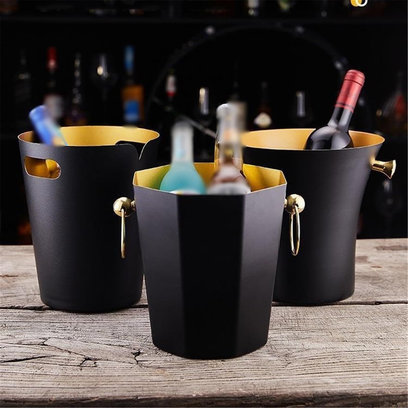 Contenedor Cubo de Hielo Grueso Acero Inoxidable con asa, Botella Vino for Barra casera Fiesta