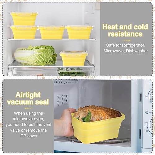 Miniatura 5 de Mifoci 12 recipientes plegables de silicona de 12 onzas para almacenamiento de alimentos, rectangulares a granel, recipientes plegables para