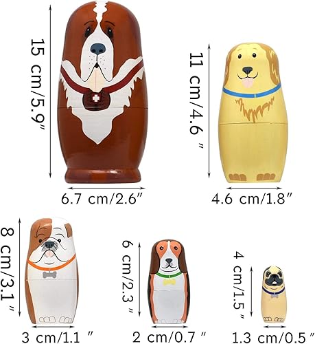 Miniatura 7 de GRPSKCOS Muñecas de anidación rusas Matryoshka Muñecas de madera Animal oso lindo Juguetes de Navidad hechos a mano, regalos Set de 5 para niños (05