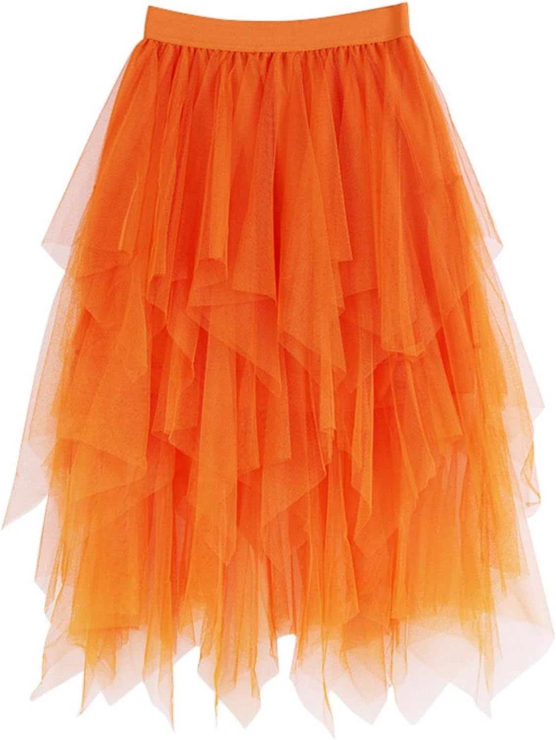 JJEUWE Women's High Waist A-Line Tulle Skirt Midi Length Layered Ruffles Mesh Fairy Skirt for Party Wedding Dance
