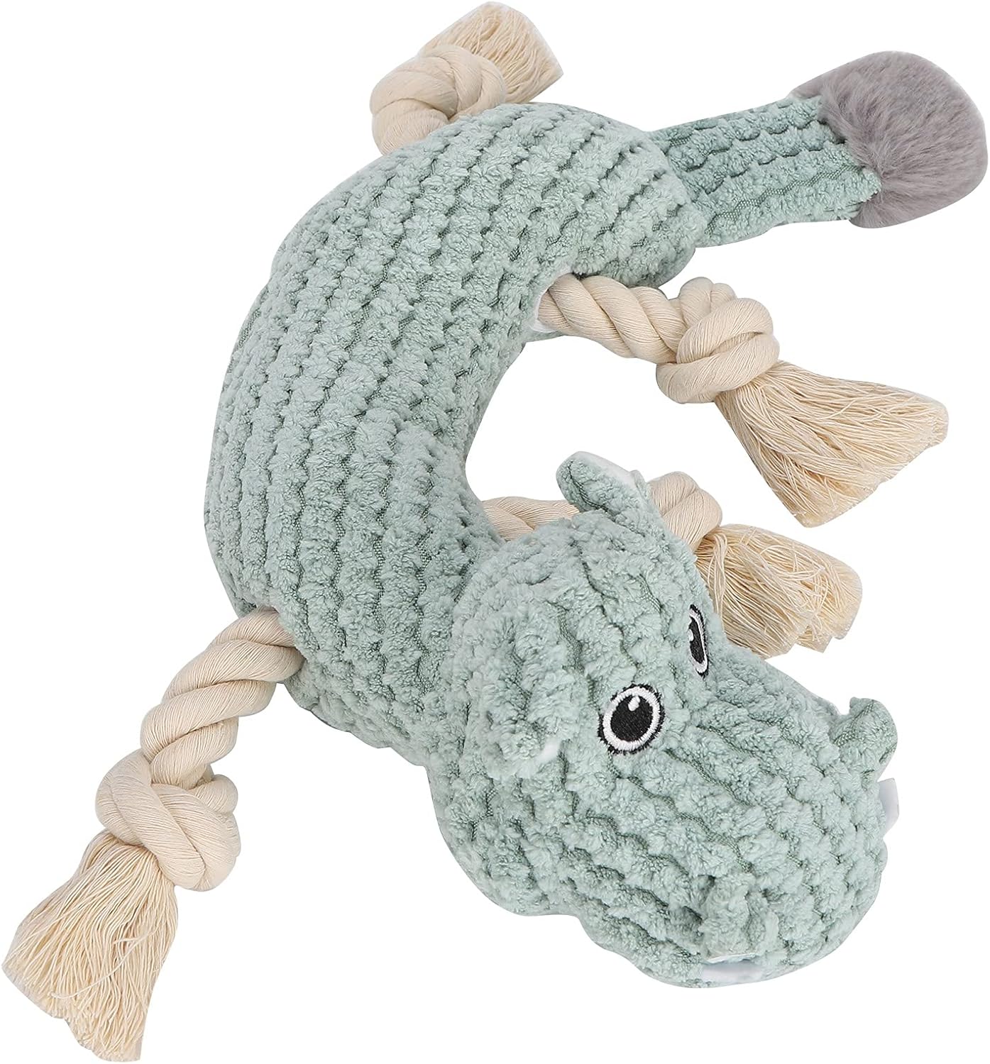 Pet Plush Toy Chewing Squeaky Toys Plush Hippo Shape Cotton Rope Knot for Puppy and Medium Dogs