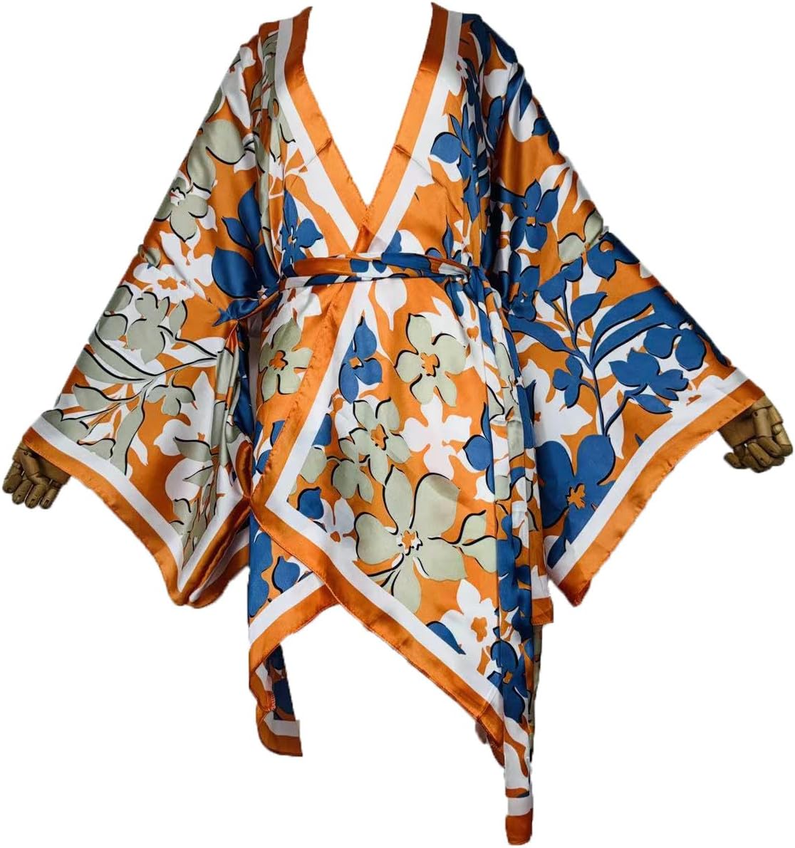 Summer Silk Feeling Beach Cover up Women Cardigan Fashion Sexy Boho African Holiday Party Long Sleeve Robe Kimono Kaftan