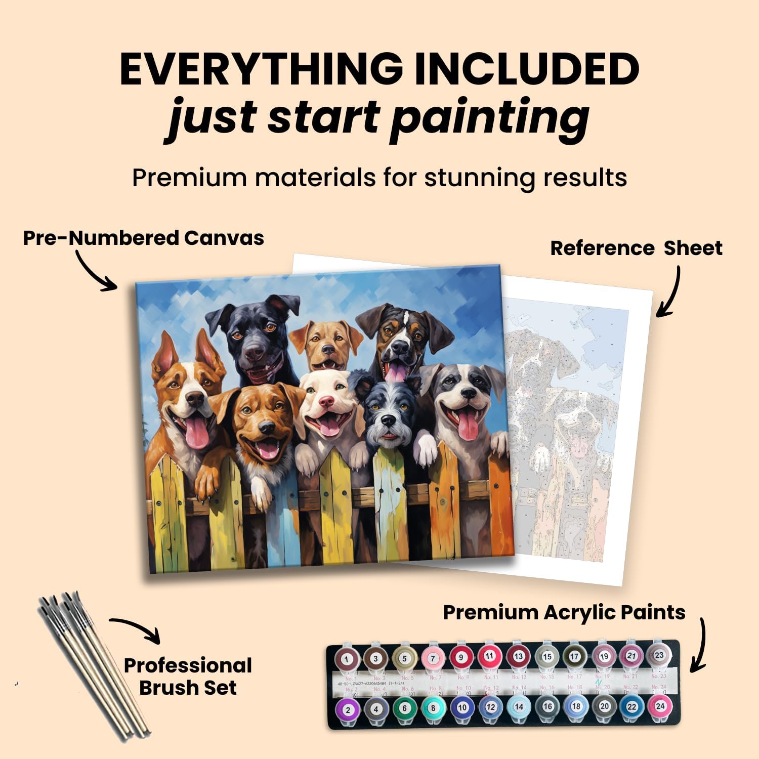 Number Artist Paint by Numbers Kit – Dog Days of Summer, with Frame