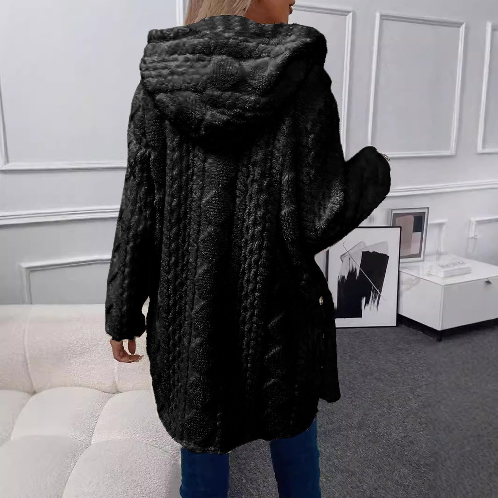 Winterjacke Damen Teddy Fleecejacke Mit Kapuze Wintermantel Casual