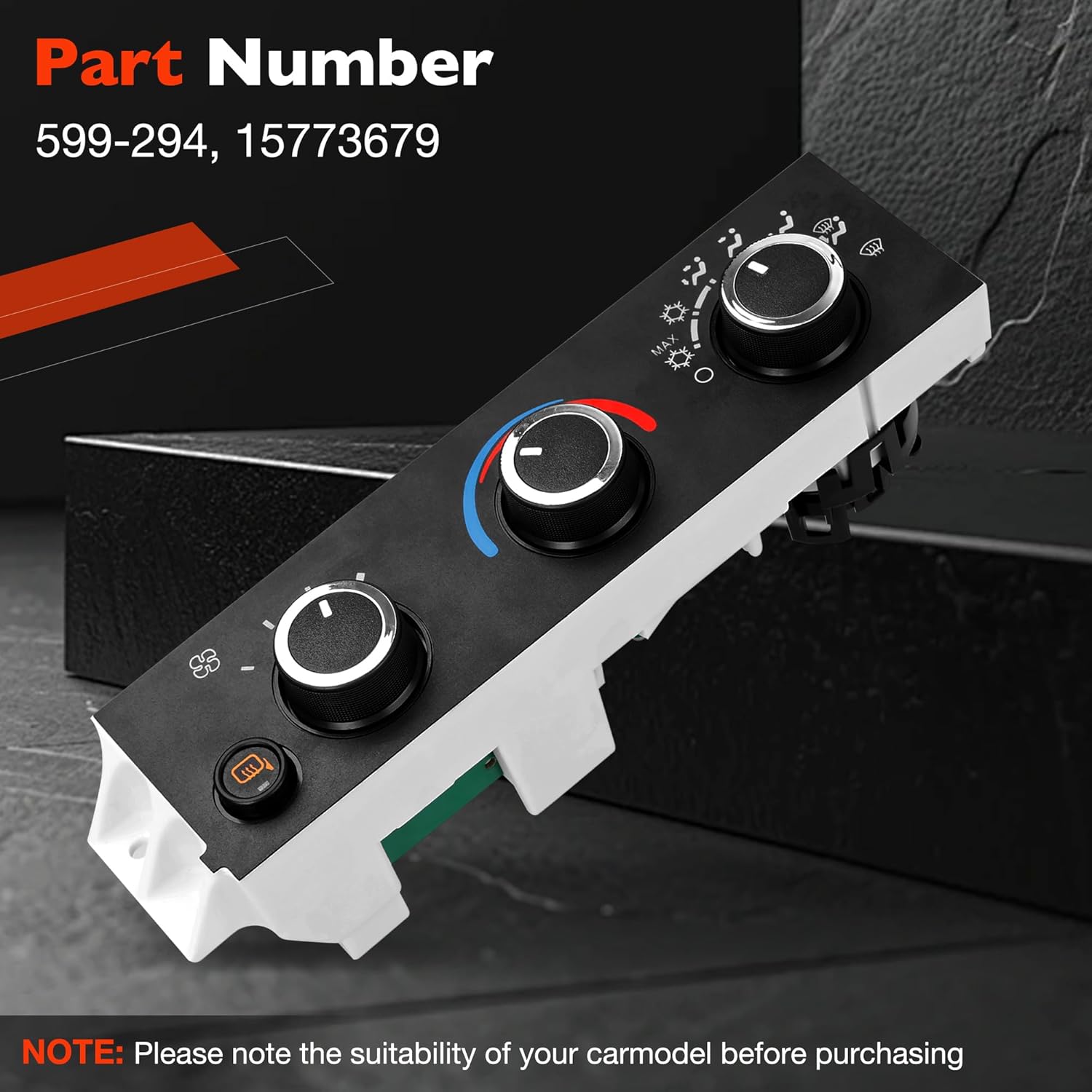 599-294 Front Climate Control Module A/C Heater Air Conditioning Panel, Compatible with 2008-2014 Chevy Express/GMC Savana 1500, 2008-2022 Express/Savana 2500 3500, 2009-2021 Express/Savana 4500