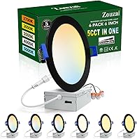 Vista 20 de zouzai paquete de 6 luces de techo empotrables ultrafinas de 4 pulgadas en negro, 5 CCT, con caja de conexiones, 2700K/3000K/3500K/4000K/5000K