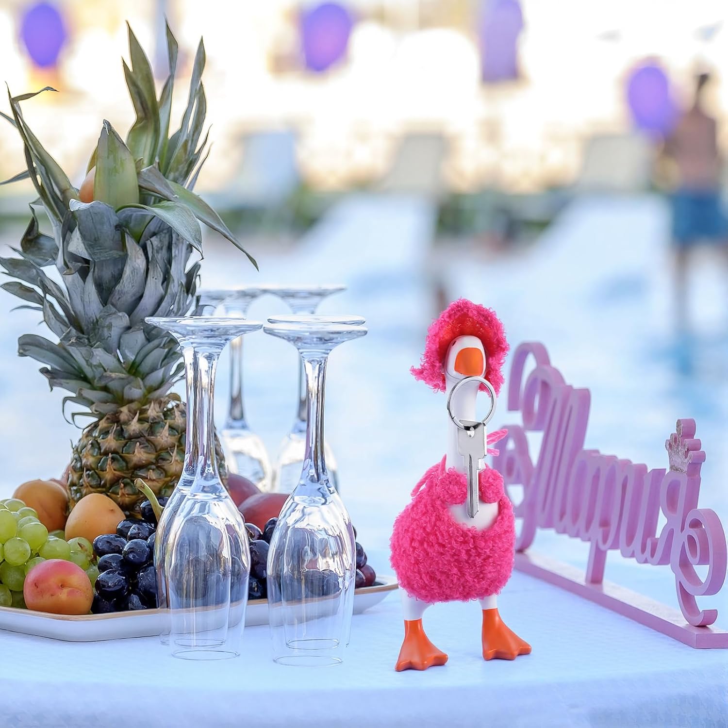 3 Set 7 '' Summer Easter Mini Desk Goose Outfit Magnetic Summer Easter Silly Goose Statue Keychain Costume