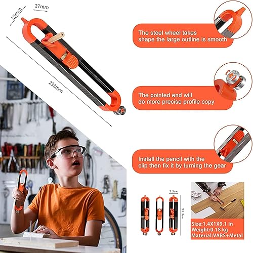 Miniatura 2 de Herramienta de medición de contorno, herramienta de calibre de perfil preciso con cerradura para lápiz para carpintería, borde, esquina y duplicador
