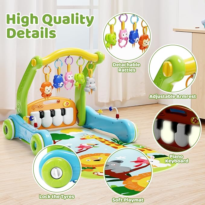 Baby Gym Play Mat with Walker, 2 IN 1 Centro de Actividades miniatura 3