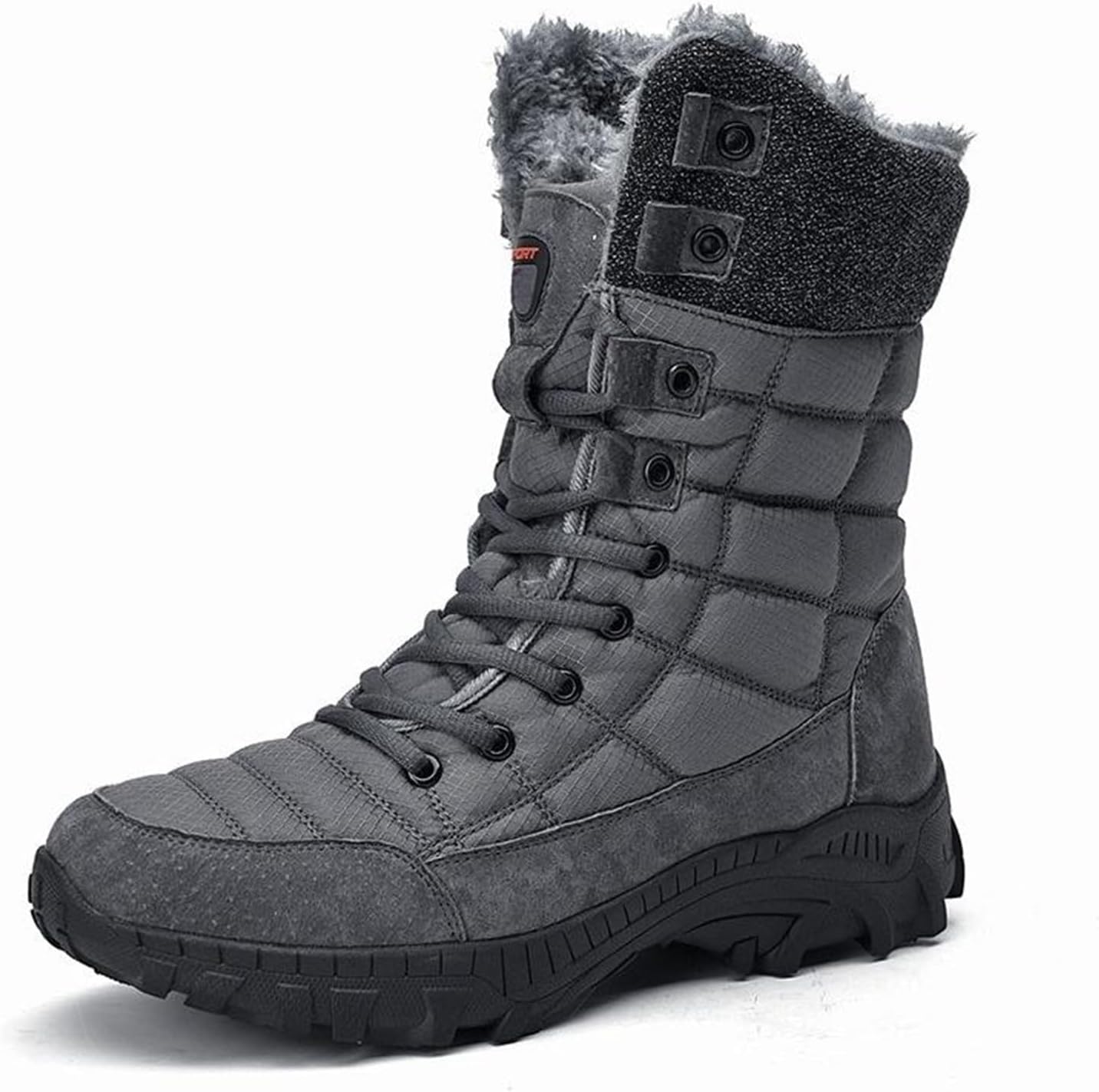 Men's Winter Snow Boots Warm Lace-Up Outdoor Comfort Round Toe Waterproof Lightweight Hiking Boots Fleece Lined Backpacking Boots for men