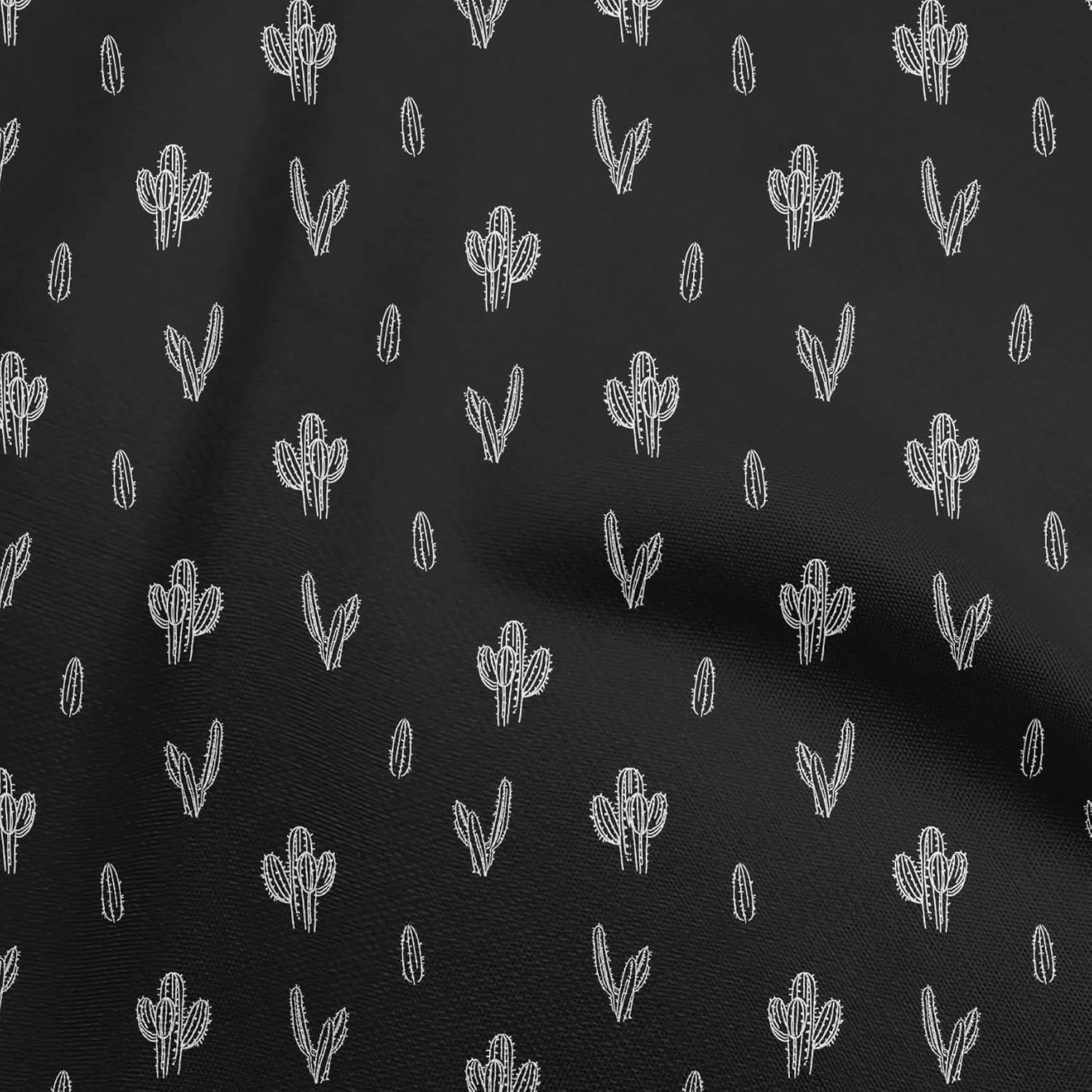 oneOone Cotton Flex Black Fabric Cactus Plant Sewing Material Print Fabric By The Yard 40 Inch Wide