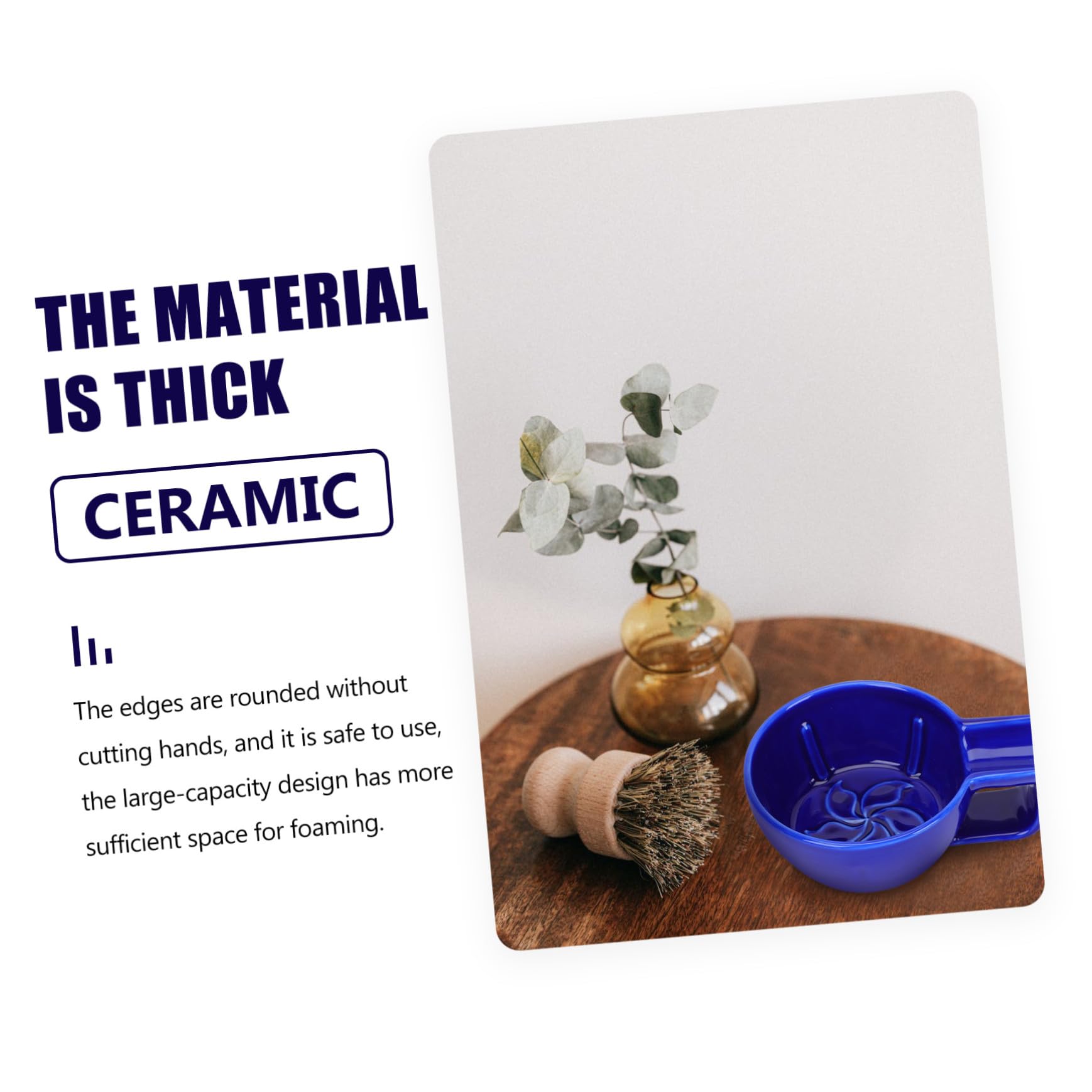 Homoyoyo Ciotola da Barba in Ceramica per Schiuma di Sapone, Impugnatura Ergonomica, Resistente e Durevole, per Rasatura Uomo a Casa, Confezione Singola