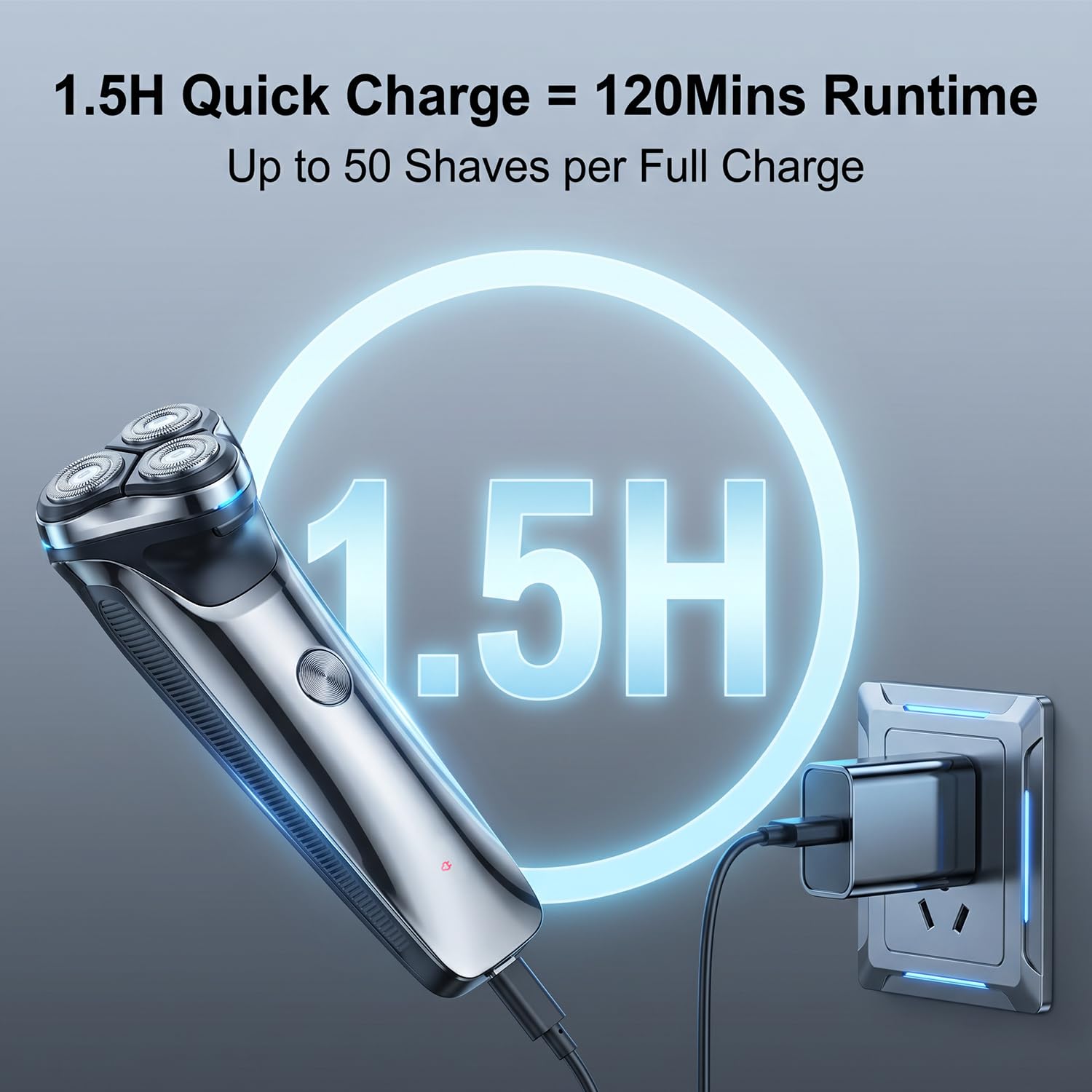 ordele Men Electric Razor, Wet & Dry USB-C Shaver, Pop-up Trimmer, Gunmetal view 6