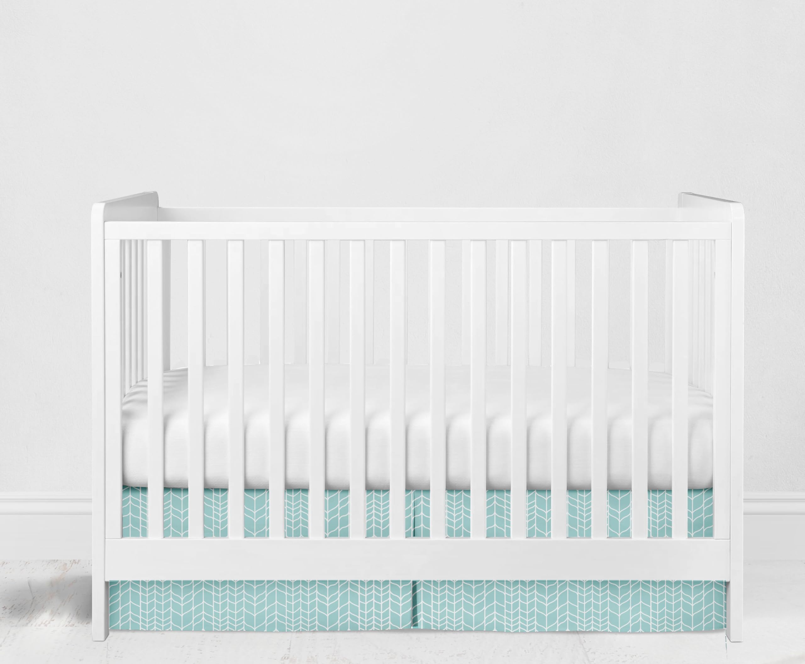 Bacati - Multiple Options of Crib or Toddler Bed Skirt or Dust Ruffle 100% Cotton Percale, Safari Jungle Aqua/Orange/Grey