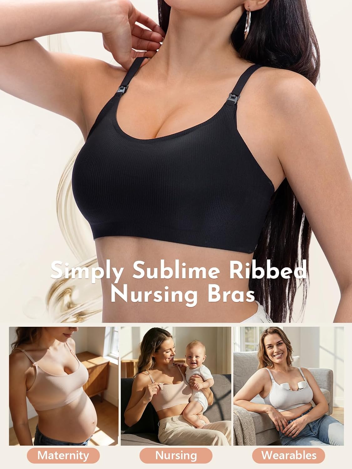 Ribbed Nursing Bras for Breastfeeding Pregnancy Bras