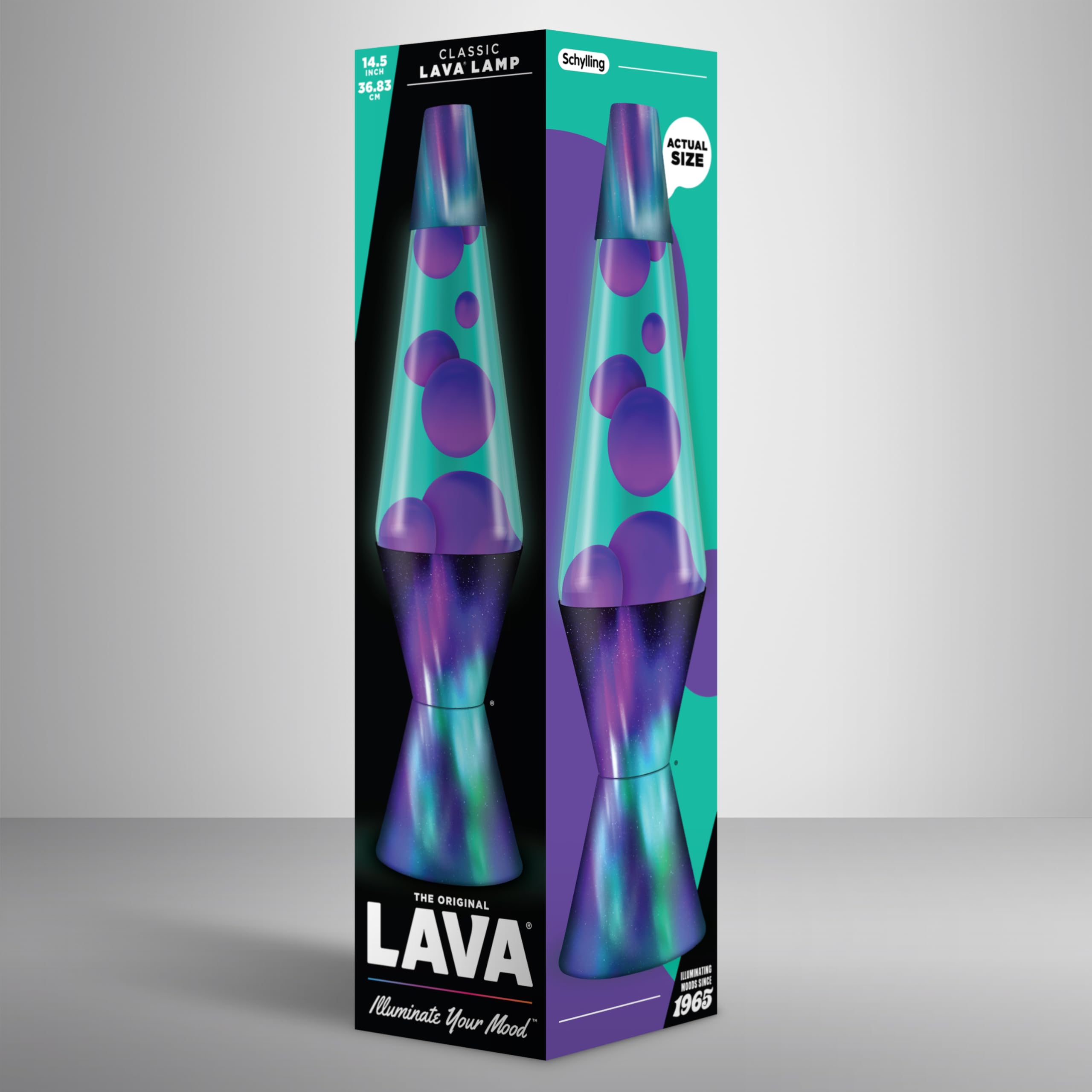 LAVA - Lampada Lava Aurora Borealis 2047, cera viola, liquido blu-verde, base decorativa e coperchio, originale 14,5 pollici lampada di movimento del marchio LAVA