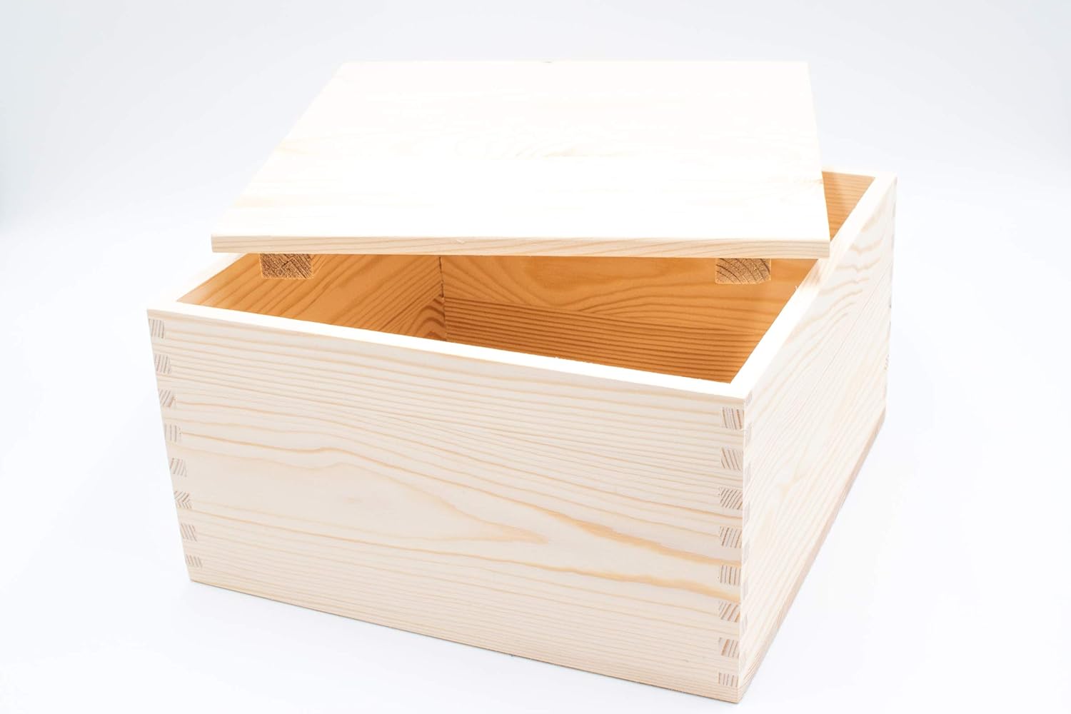 Large Unfinished Quality Wooden Pine Boxes with Lids – Keepsake Pine Boxes for Home Décor, Storage, Gifts, Hobbies or Arts & Crafts - Small (10.4” x 10.4” x 5.75”)