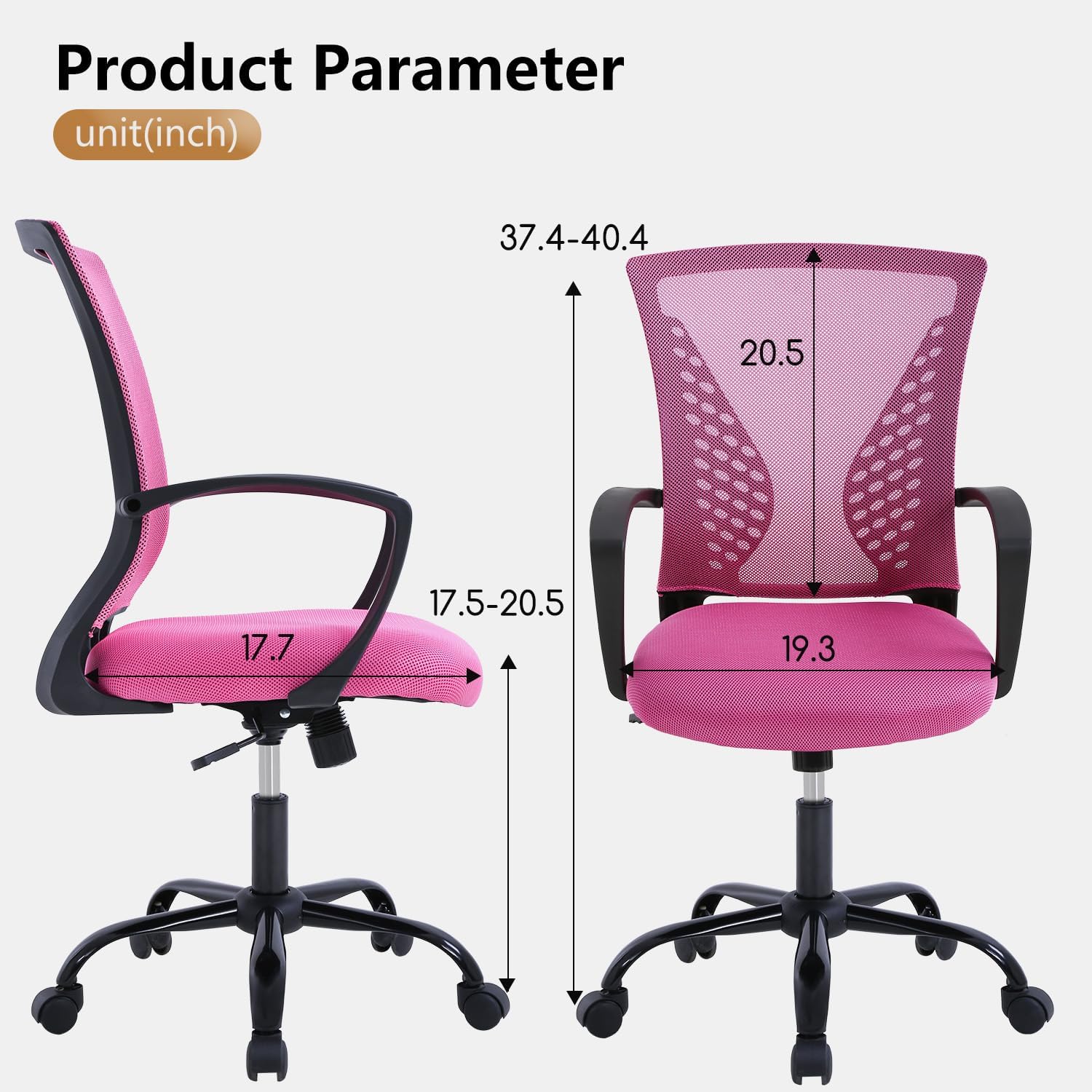 Product dimensions diagram for the PayLessHere Office Chair
