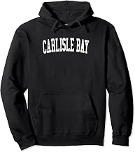Vintage Carlisle Bay Distressed White Varsity Style Pullover Hoodie