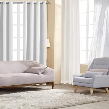 Blackout Curtains 52 W x 84 L inch Long and Jacquard 2 Panels Set Sheer Curtains
