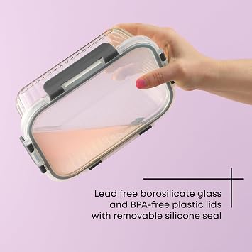 JoyJolt 24pc Borosilicate Glass Storage Containers with Lids | 12 Airtight/Freezer Safe Food Storage Containers for Pantry and Kitchen | Meal Prep Container for Lunch | Glass Tupperware Set