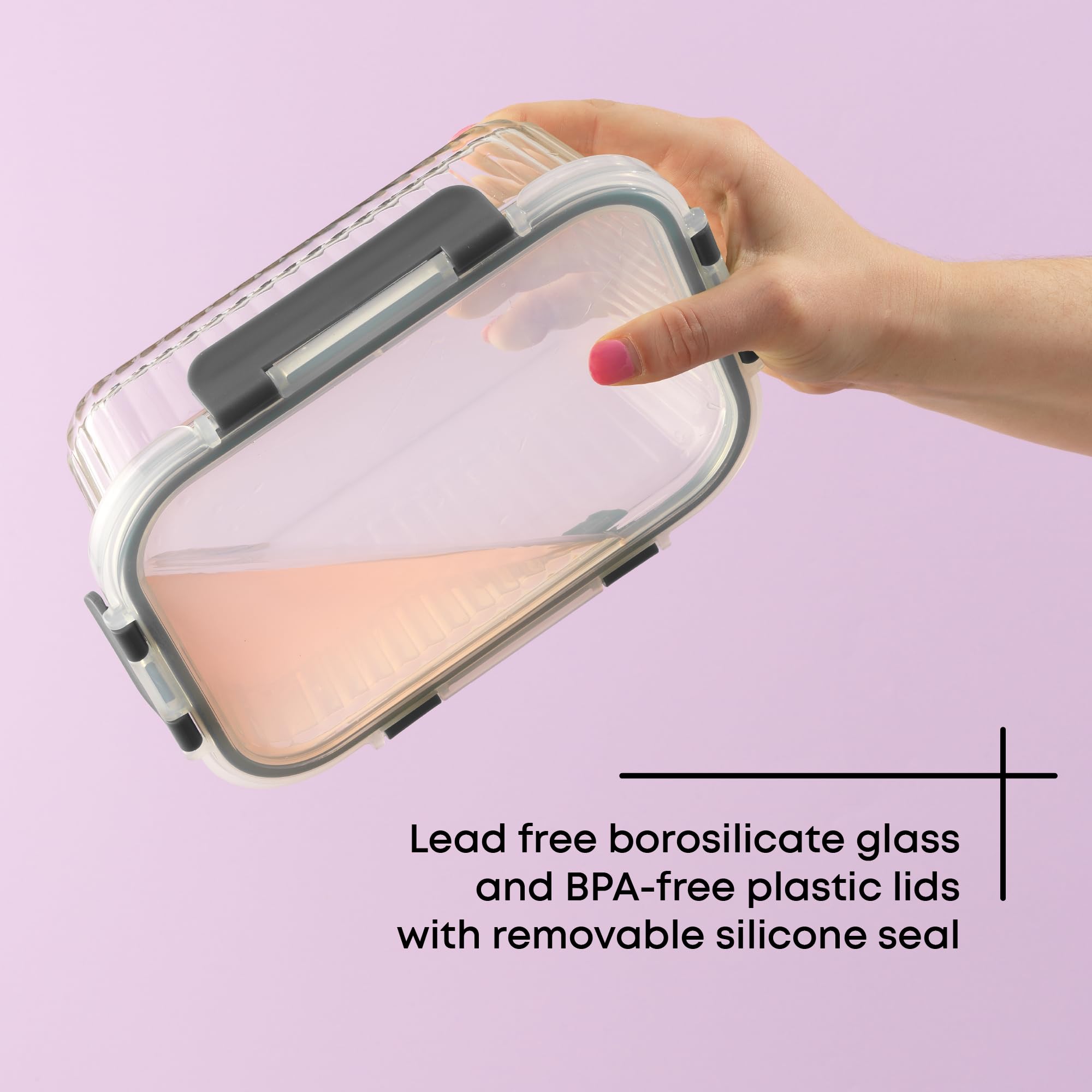 JoyJolt 24 contenitori in vetro borosilicato con coperchio, 12 contenitori ermetici/adatti al congelatore, per dispensa e cucina, contenitori per la preparazione dei pasti per il pranzo, set di