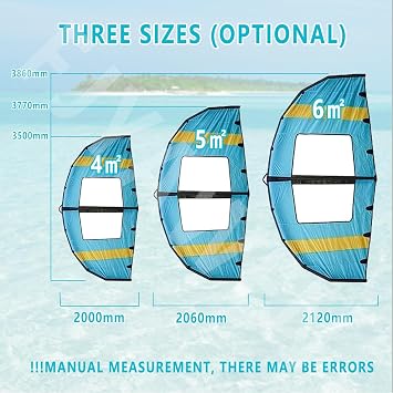 Wing Foil Wind Wing 4㎡ /5㎡ /6㎡ Foil Inflatable Surfing Kite Outdoor Sports Inflatable Wind Wing for Water Surfing, Snow Skiing, Water Sports High Performance Wing,5㎡
