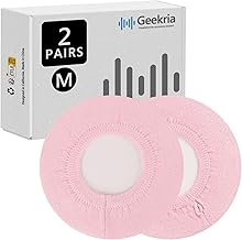 Geekria 2 Pairs Knit Headphones Ear Covers - Product Safety Certified - Washable & Stretchable Sanitary Earcup Protectors for Over-Ear Headsets, Sweat Pads for Gym, Gaming (Size M/Pink)