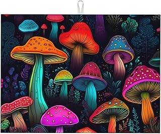 Magical Mushroom Dish Drying Mat, Dry Mats For Kitchen Dishes, Washable Drying Pad Countertop Dishes Drainer Mats Protector Coffee Bar Mats 18x24 Inch