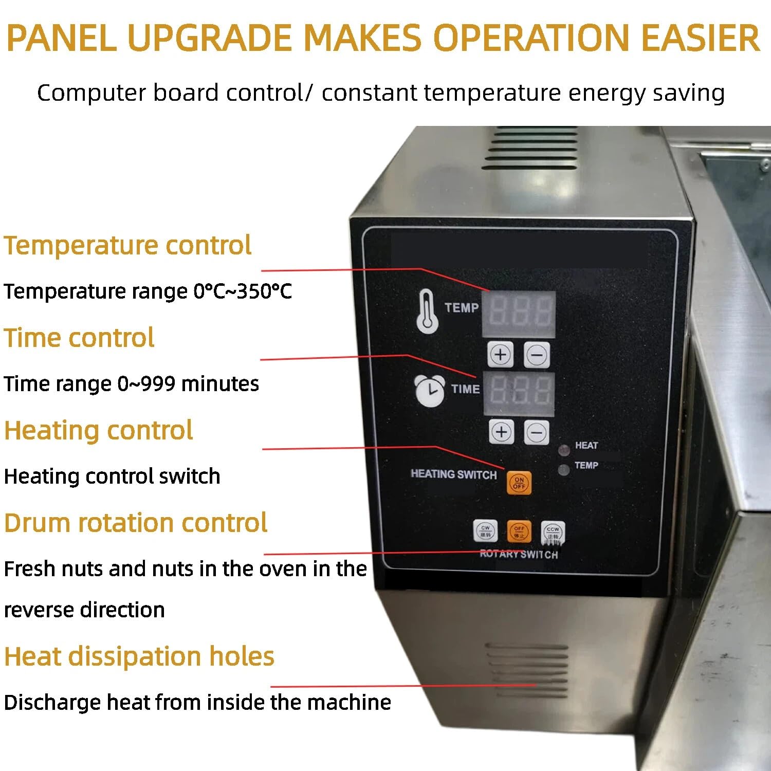 Machine Automatique de torréfacteur de café 2200W Roasting Commercial d'écrou de Haricots en Acier Inoxydable avec Thermostat et minuterie pour l'utilisation d'entreprise à Domicile