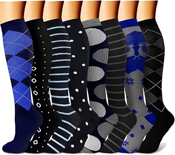 CHARMKING Compression Socks for Women & Men Circulation 8 Pairs 15-20 mmHg Best Calf Socks Support for Athletic Cycling