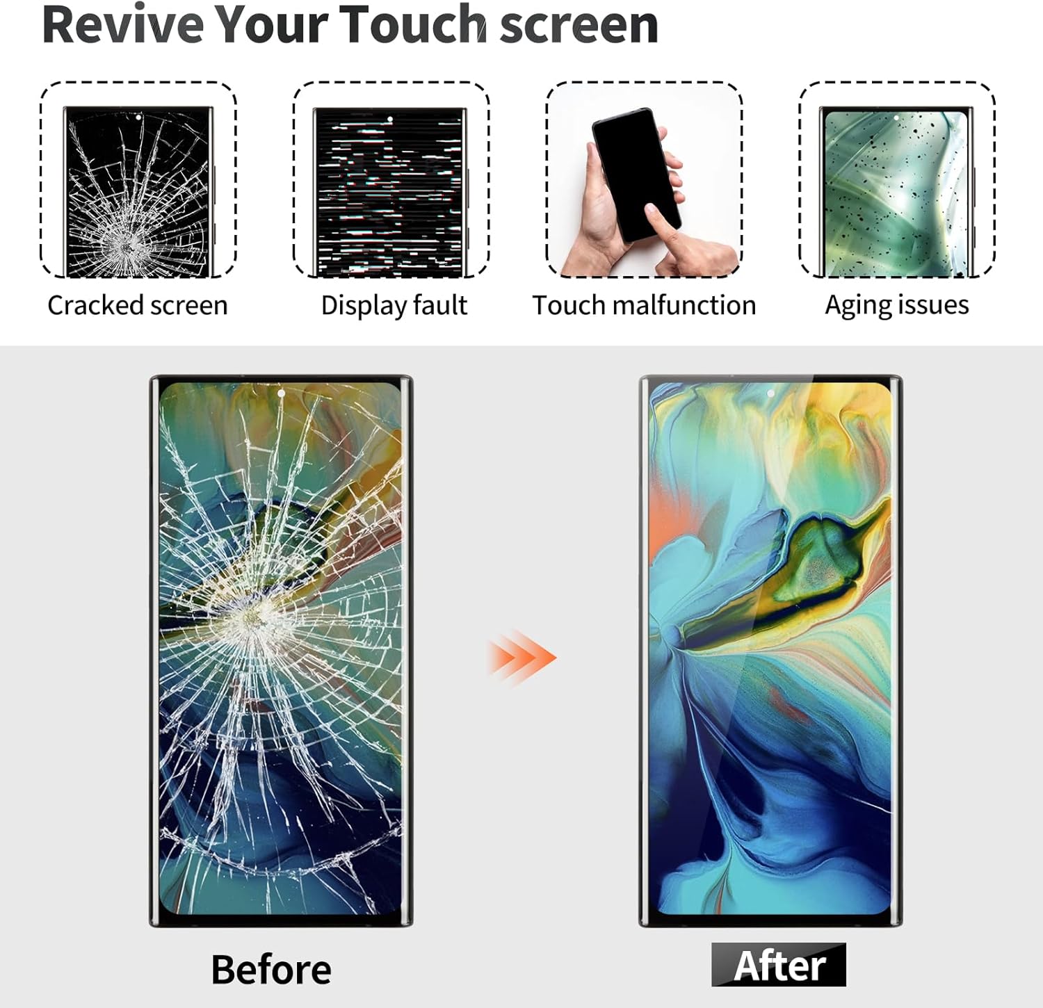 OLED for Samsung Note 10 Plus Screen Replacement 4g for Samsung Galaxy Note 10 Plus 5g LCD Digitizer Touch Screen for Samsung Note 10 Plus Display with Frame Black (with Fingerprint Function)